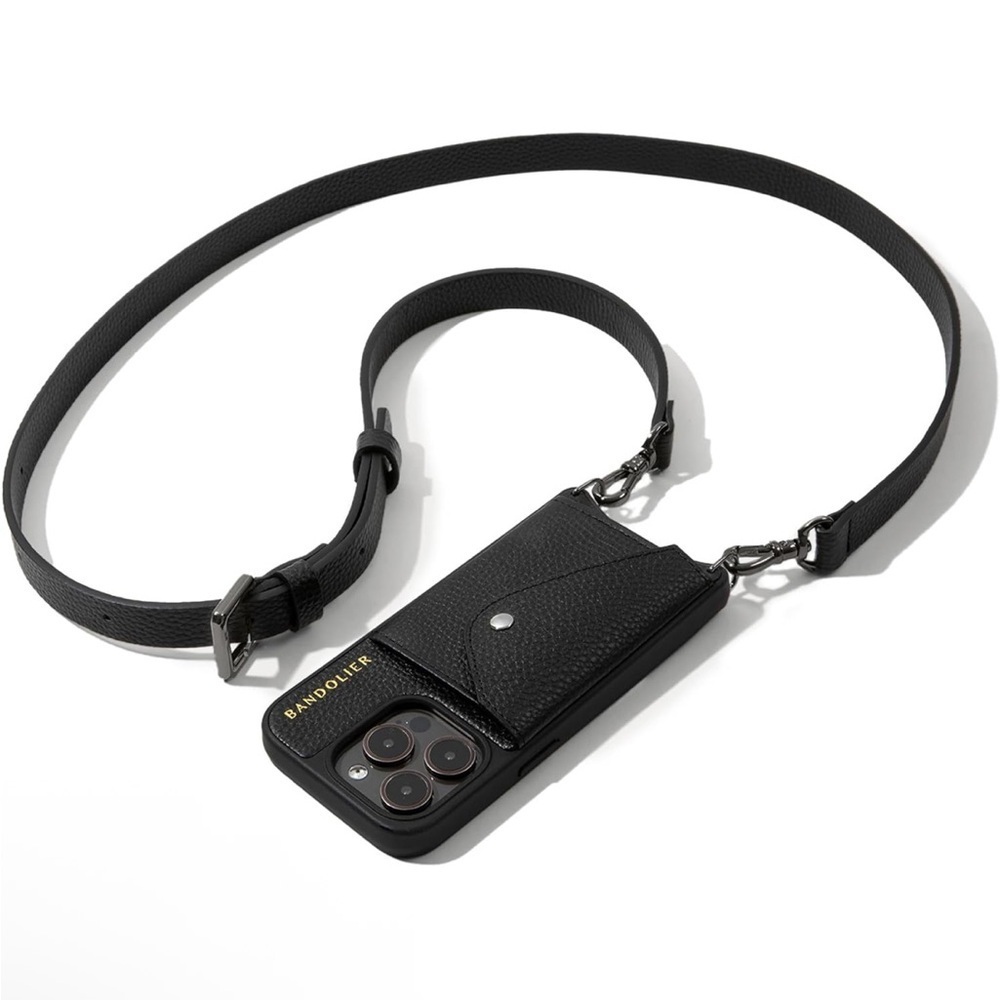 Bandolier Black Leather Phone Crossbody
For 15 pro max